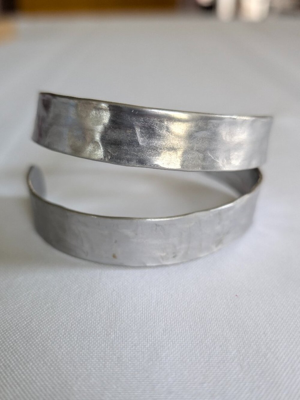 Silver-toned Hammered Bypass Bracelet Cuff